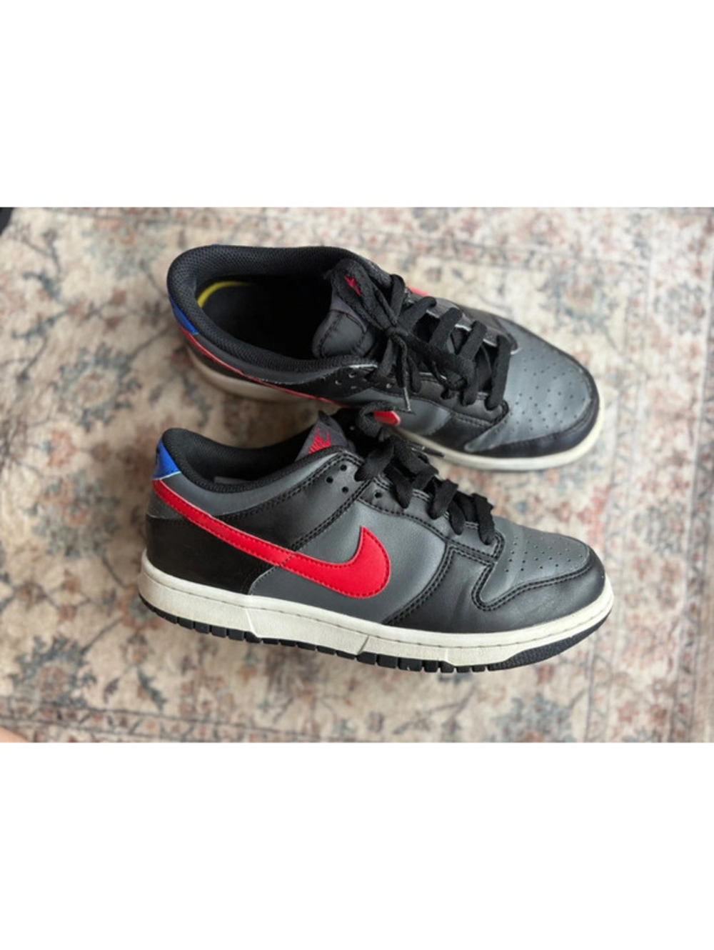 6Y Kids Black Gray Red and Blue Nikes Sneakers